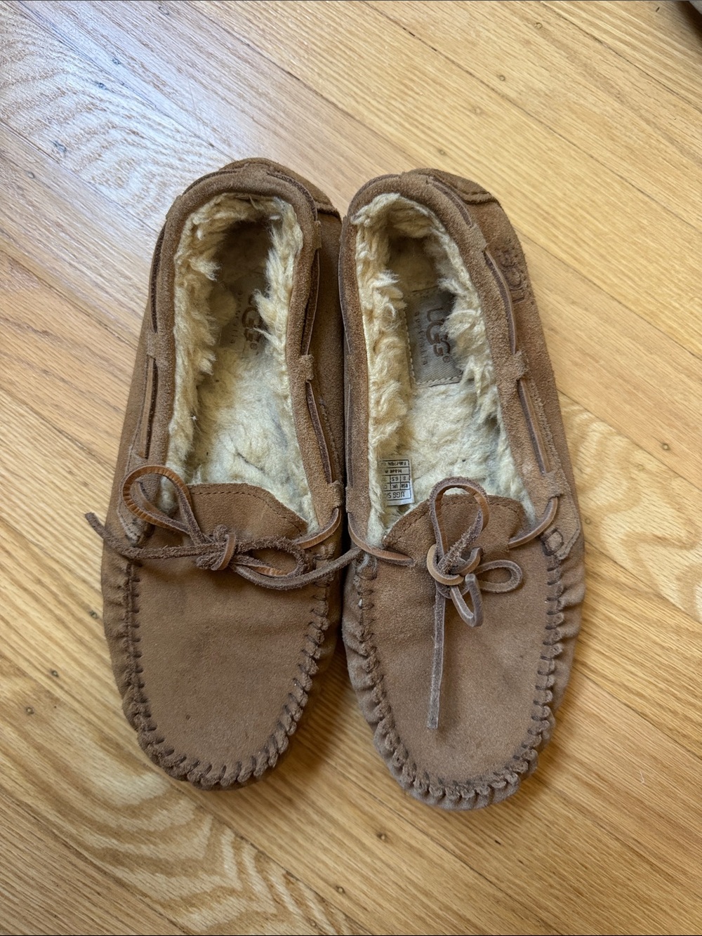 UGG Suede Moccasin Slippers with Fleece Lining